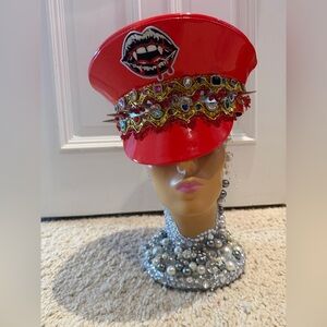 Red Embellished Women's Hat